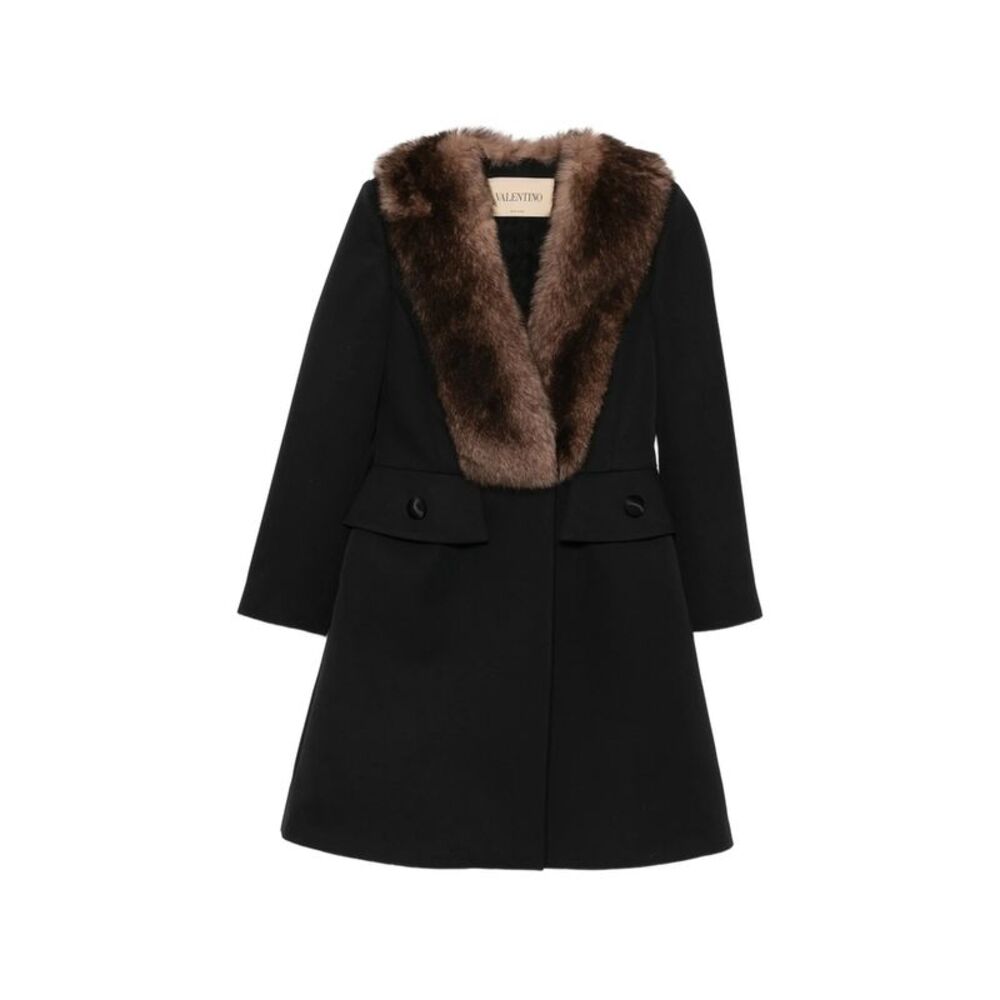 Valentino Black Coats - Faux Fur Coats Women